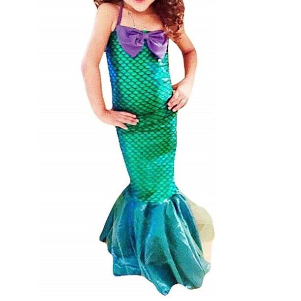 MetCuento Little Mermaid Costume Ariel Dress Up Toddlers Little Girls Princess Sequins Birthday Fancy Party Cosplay 